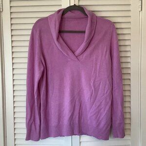 Women's cashmere sweater large shawl collar purple Edinburgh Woollen Mill EWM